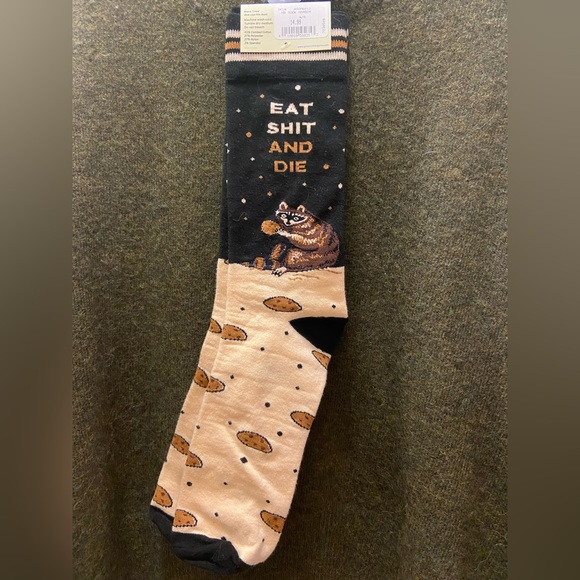 “Eat 💩 and Die” Raccoon Socks - Picture 2 of 5